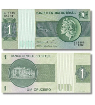 Банкнота 1 крузейро Бразилія 1980 рік UNC