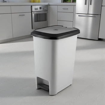 Відро для сміття з педаллю пластиковий з кришкою, 10 л, Сірий (109-GRAY)