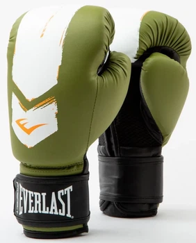 Боксерские перчатки Everlast 100% полиуретан 6 унций зеленый белый