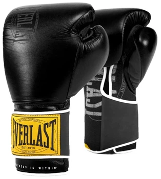 Боксерские перчатки Everlast синтетическая кожа 16 унций черные