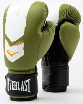 Боксерские перчатки Everlast 100% полиуретан 8 унций зеленый белый