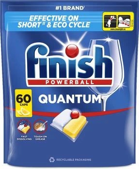 Засіб для миття посуду в посудомийних машинах FINISH Quantum Лимон 60 капсул (5900627119756)