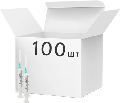 Шприц двухкомпонентный mediOk Luer Slip 10 мл игла 21G 0.8x40 мм 100 шт (2CLS-10M21G)