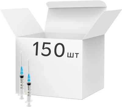 Шприц трехкомпонентный mediOk Luer Slip 2 мл игла 23G 0.6x30 мм 150 шт (3CLS-2M23G)