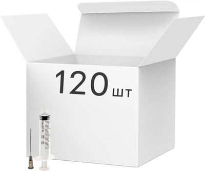 Шприц инъекционный трехкомпонентный mediOk Luer Lock 5 мл с иглой 22G 0.7x40 мм 120 шт (3CLL-5M22G)