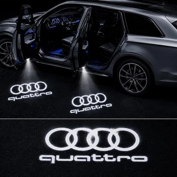 Подсветка дверей 3D проекция для Audi ( ауди ) Quattro 2 штуки металлический корпус стеклянная линза
