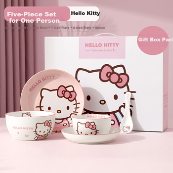 Набір MANCHAOJIA Hello Kitty керамічного посуду, 5 предметів