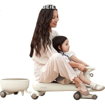 Детский электромобиль BEIESTATE Royal Twist с прицепом для детей 1-3 лет, бесшумная игрушка с защитой от опрокидывания, подарок для малыша - цвет "Пушистая фритиллярия"