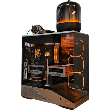 Игровой компьютерный корпус Yingchi Metal Master Dark Knight в цвете Battleship Gray (ATX/поддержка водяного охлаждения 360 мм/вид на океан/быстрая разборка/TYPE-C/корпус для компонентов/организация кабелей)