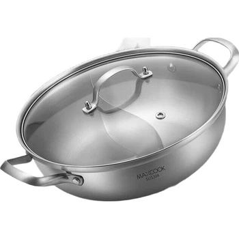 Кастрюля для хого Maxcook MCT2058 двухсекционная, нержавеющая сталь 304, 32 см, с крышкой