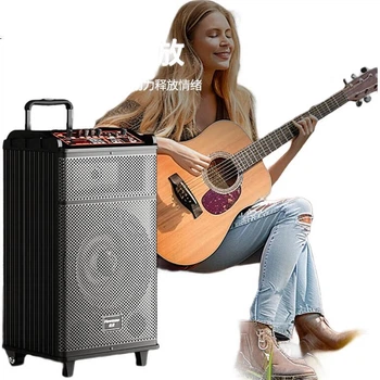 Портативний Newmine N520 Square Dance з потужним басом, відкритий караоке Bluetooth, візок, акустична гітара, народний інструмент, динамік, підсилювач для вуличних торгових точок, подвійний мікрофонний адаптер, 12 дюймів