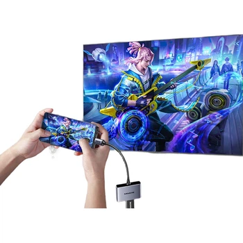 Док-станция расширения SAMZHE Type-C — HDMI, конвертер 4K высокой четкости, адаптер для телефонов и планшетов, док-станция расширения USB 3.0 для ноутбуков, iPad и проекторов мощностью PD100 Вт, DK-Q3.