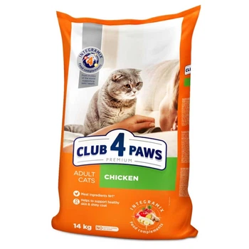 Сухий корм для дорослих котів Club 4 Paws Premium з куркою, 14 кг