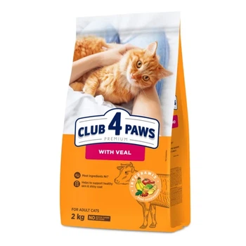 Сухий корм для дорослих котів Club 4 Paws Premium з телятиною, 2 кг