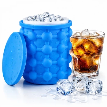 Силиконовая форма ведро для льда с крышкой Ice Cube Maker Genie для охлаждения напитков