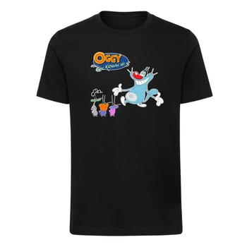 Футболка дитяча чорна з принтом Oggy and the Cockroaches Оггі та Кукарачі DM-811 110 см