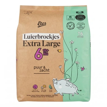 Экологичные подгузники-трусики Etos Puur&Zacht, размер Extra large 6 размер, 15+ кг, BOX 48 шт
