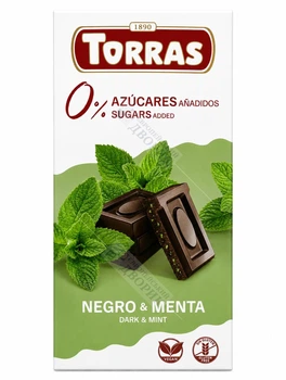 Шоколад черный без сахара Torras с мятой без глютена 75 г