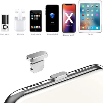 Заглушка для iPhone от пыли в гнездо Lightning Серебристая