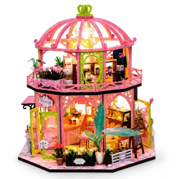 Конструктор DIY румбокс Cake & Coffee &Flowers Shop Миниатюрный домик с LED подсветкой