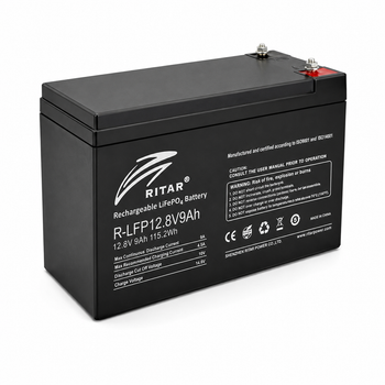 Акумуляторна батарея Ritar 12V 9Ah 4.5 А 4500 циклів LiFePo4 Чорний