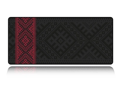 Ігровий килимок для миші XXL WorkPlaceShop Ukrainian Ornament Red — ігрова поверхня Desk Mat з українським орнаментом, великий килимок для клавіатури та миші, Speed поверхня 500х1000 мм