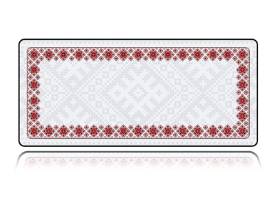 Ігровий килимок для миші XXL WorkPlaceShop Ukrainian Ornament White — ігрова поверхня Desk Mat з українським орнаментом, великий килимок для клавіатури та миші, Speed поверхня 300х800 мм