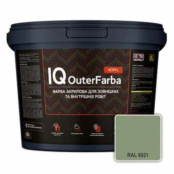 Фасадна акрилова фарба VAMIUT IQ OuterFarba ACRYL, RAL 6021 (Блідо-зелений), 10 л.