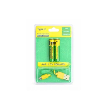 Аккумуляторные батарейки AAA 1.5V Li-Ion с USB Type-C (800 mWh, 2 шт) (LM-226-951)