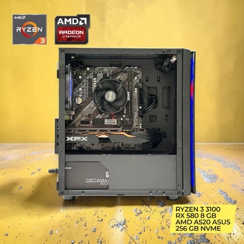 Игровой ПК AMD Ryzen 3100 / RX 580 8 GB / 8 GB DDR4 3200 / 256 GB SSD M2 NVME / ASUS PRIME AMD A520 / WINDOWS 11 PRO