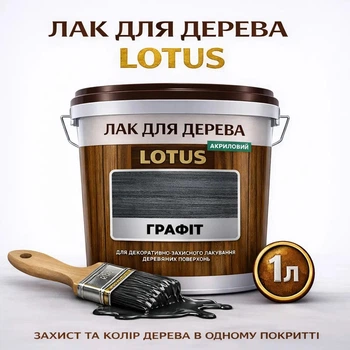 Лак для дерева LOTUS декоративно-защитный глянцевый Графит 1 л