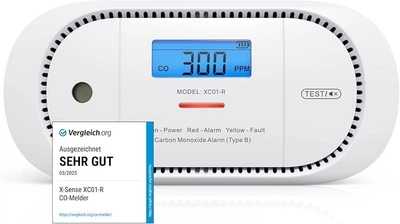 Детектор угарного газа X-Sense XC01-R (CO Alarm) — цифровой сенсор, точное обнаружение угарного газа с дисплеем!