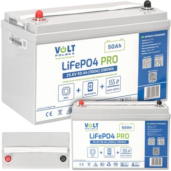 Аккумулятор Volt Polska LiFePO4 25.6V 50Ah 100A BMS Bluetooth + нагревательная матрица (6AKLI24110)