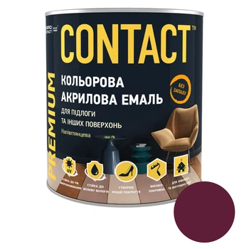 Емаль кольорова акрилова Contact Універсальна для підлоги та інших поверхонь напівглянсова 0,75 кг Вишневий