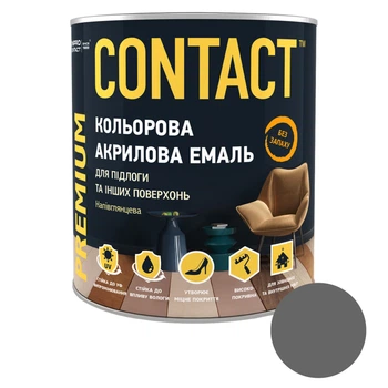 Емаль кольорова акрилова Contact Універсальна для підлоги та інших поверхонь напівглянсова 0,75 кг Сірий