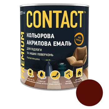 Емаль кольорова акрилова Contact Універсальна для підлоги та інших поверхонь напівглянсова 0,75 кг Червоно-коричневий