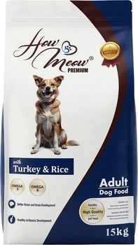 Повнораціонний сухий корм для дорослих собак How Meow Dog Adult З індичкою та рисом 15 кг (8681692302331)