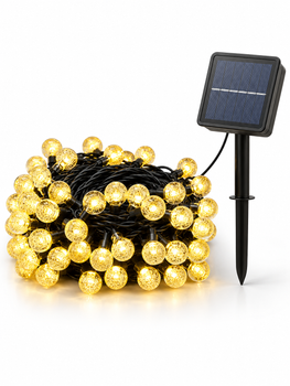 Гирлянда уличная Шарики 50 LED на солнечной батарее теплый желтый свет черный провод влагозащита IP65 (49675993)