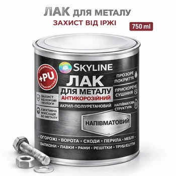 Лак для металла Skyline акрил-полиуретановый антикоррозионный полуматовый 0.75 л