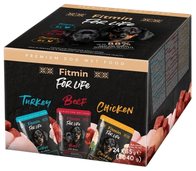 Вологий корм для собак Fitmin For Life Мультипак паучів для собак 24 шт. х 85 г (8595237040483)