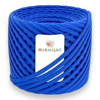 Трикотажная пряжа Мармелад 65 м 9-11 мм Royal Blue Синяя