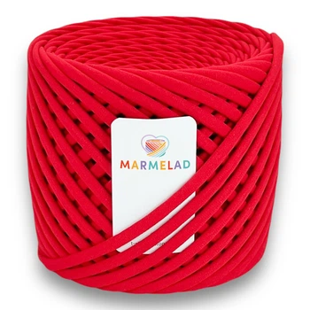 Трикотажная пряжа Мармелад 7-9 мм 100 м Red Красная