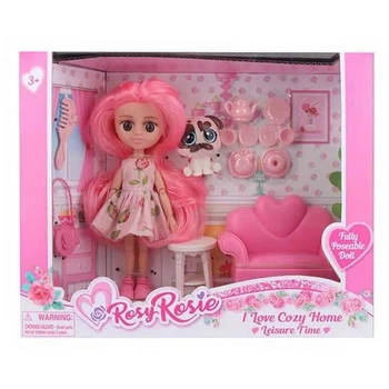 Лялька RosyRosie шарнірна Кімната відпочинку з тваринкою та меблями (RR004-5S)