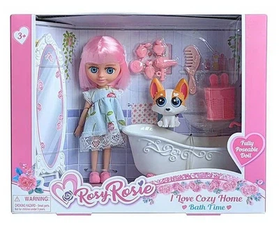 Лялька RosyRosie шарнірна Ванна кімната з тваринкою та меблями (RR004-5B)