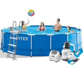 Каркасний басейн Intex 28242 великого об’єму 7 457 x 122 см для дому та саду 6 000 л води на рік з тентом та сходами басейни каркасні купити комплект для догляду та підстилка