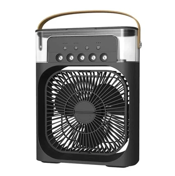 Портативний універсальний настільний міні-кондиціонер Mini Cooling Fan чорний з підсвічуванням USB-вентилятор зволожувач і таймер компактний вентилятор для офісу та дому міні-охолоджувач повітря portable cooling fan для спальні