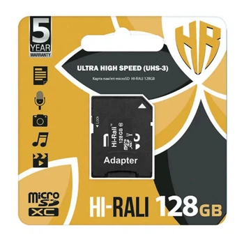 Карта памяти Hi-Rali MicroSDXC UHS-3, 128 Гб. - 244750