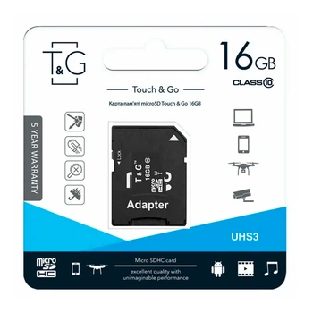 Карта пам'яті T&G MicroSDXC UHS-3, 16 Гб. - 711504