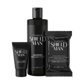 Набір для чоловіків Shield Man Amino Acid Farmasi (Чоловічий шампунь + Чоловіче мило для обличчя та тіла + Чоловічий крем для обличчя та навколо очей)