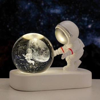 Хрустальный 3D шар ночник Астронавт USB декоративный светильник